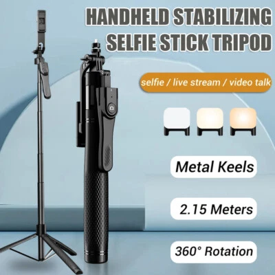 84" Bluetooth Remote Selfie Stick Aluminum Phone Holder Tripod w/ Fill Light - Image 1 of 4