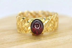 14k Rubellite Tourmaline Cabochon ring. 14 MESH ring band. - Picture 1 of 9