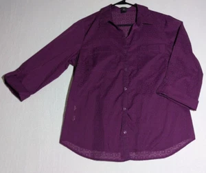 Ann Taylor Women's 14P Layering Cover Button Up Blouse Purple 3/4 sleave - Picture 1 of 8