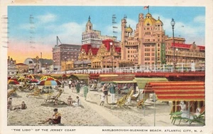 Postcard Marlborough-Blenheim Beach Atlantic City New Jersey NJ 1949 - Picture 1 of 2