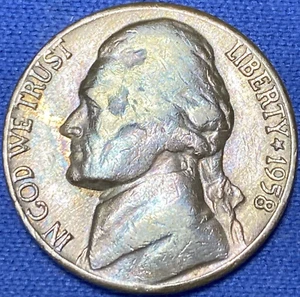 1958-D Jefferson Nickel Beautiful Brilliant Toned Coin  #10 - Picture 1 of 12