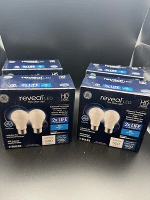 Lot Of 4 X 2 Pack New GE Lighting Reveal HD+ 60W LED Light Bulbs, A15 Frosted - - Image 1 of 4