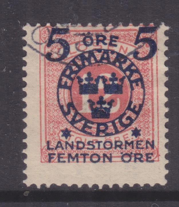 SWEDEN, 1918 Landstormen on Postage Due 5o. on 12o. Red, used. - Image 1 of 1