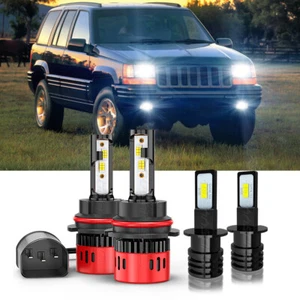 For Jeep Grand Cherokee 1996-1998 LED Headlight Hi/Lo Fog Light Bulbs Combo Kit - Picture 1 of 12
