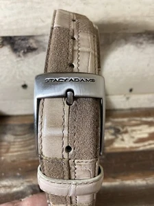Stacy Adams Men's Tan & Light Brown GOLF Patchwork Suede/Leather CROC? Belt - Picture 1 of 4