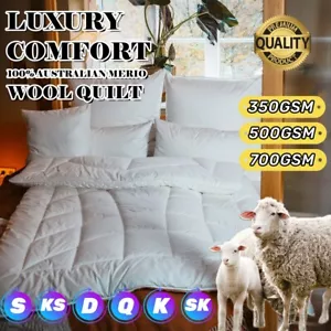 350/500/700GSM All Size Australian Wool Quilt Doona Duvet Down Summer Winter AUS - Picture 1 of 12