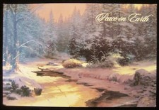 Vintage Christmas Greeting Card Melting Stream in Forest-Winter’s End T. Kinkade