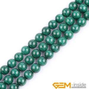 Natural AAA Malachite Gemstone Round Loose Beads For Jewellery Making 15" DIY UK - Picture 1 of 52