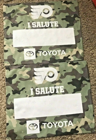 Two 2 PHILADELPHIA FLYERS Veterans I Salute to Service Hockey Camouflage Towels Cover