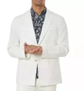Tallia Men's Slim-Fit Stretch Lightweight Textured Sport Coat White 42L New - Picture 1 of 8