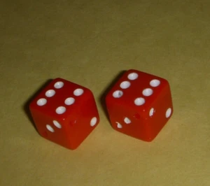 Vintage Brite CHERRY RED CRISLOID DICE Valve-Stem Caps for All Tires - Picture 1 of 5
