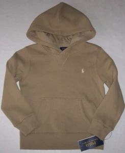 NWT Polo Ralph Lauren CLASSIC KHAKI FLEECE Hoodie Boys 5 Ivory PONY Logo - Picture 1 of 4