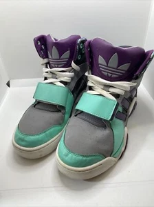 Adidas Streetball 1.5 G99873 da basket in pelle grigio/come nuovo/viola taglia 9 - Foto 1 di 12