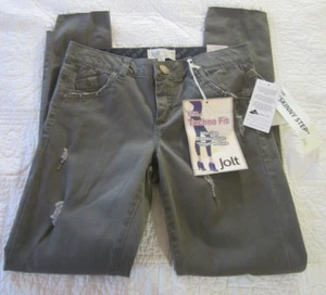 Jolt Womens Jeans Size 25/1 Olive Green Techno Fit Distressed Elastic Waist - Picture 1 of 9