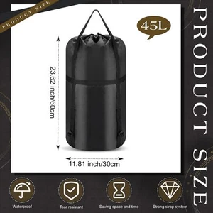 Compression Stuff Sack 45L Waterproof Sleeping Bag Clothes Storage Hiking, BLACK - Picture 1 of 4