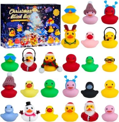 Calendario de Adviento Navidad Pato de Goma 2025 Cuenta Regresiva Navidad 24 Días Juguetes de Baño Regalo Foto 1 de 4