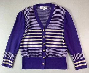 ST JOHN Marie Gray Women Medium Purple Knit Blazer Suit Jacket (Has Holes) - Picture 1 of 8