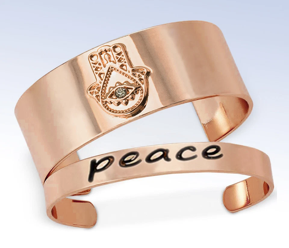 Inspired Life 2-piece Bracelet Set "peace" Rose Gold Open Cuff Dj4