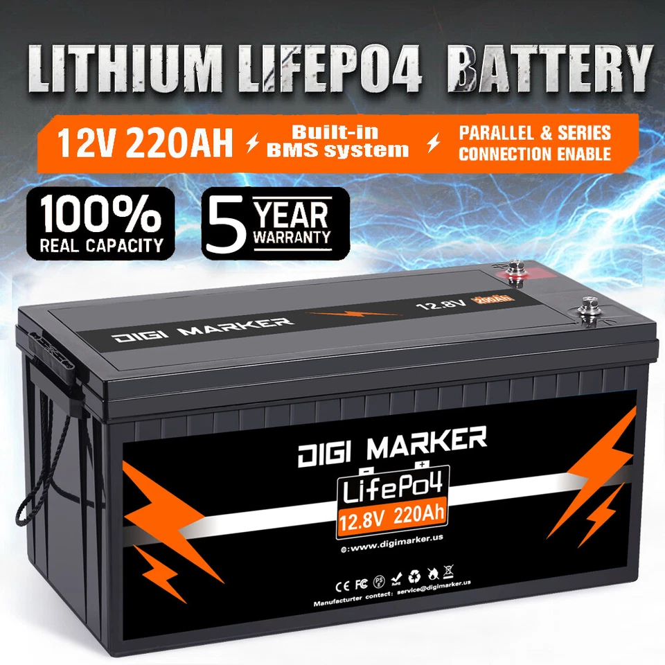 135Ah 12V Lithium Iron Phosphate Battery LiFePO4 Deep Cycle Solar BMS RV Recycle
