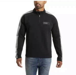NEW Puma Mens Stretchlite 1/4 Zip Pullover Black Size L 1350330 Cotton Blend - Picture 1 of 3