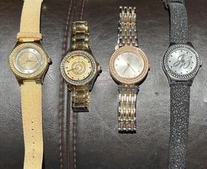 4 x Judith Williams Damenuhr Rosegold Leder Armbanduhr Schwarz mit Kristallen - Bild 1 von 8