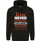 Funny Chess Never Interrupt Your Enemy Mens 80% Cotton Hoodie