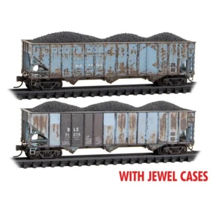 Micro Trains N Scale 100-Ton 3-Bay Open Hoppers B&LE Weathered 2 Pack ~ 98305085 - Picture 1 of 1
