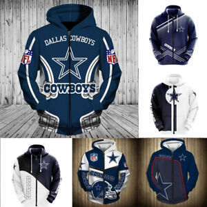 Dallas Cowboys Men's Zip Up Hoodie Sweatshirt Casual Hooded Jacket Coat Gift