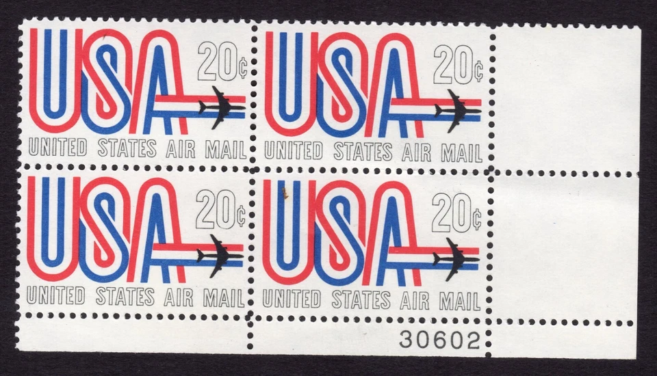 Scott #c75 USA Jet Airmail Plate Block of 4 Stamps - MNH P#30602 LR - Image 1 of 1