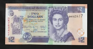 Belize, $ 2 Dollars, 2014, P-66, UNC QEII Banknote - Picture 1 of 2