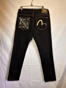 Evisu Jeans Mens 33x34 logo Ebroidered Pockets Y2K Denim staigh skinny jeans - Picture 1 of 10