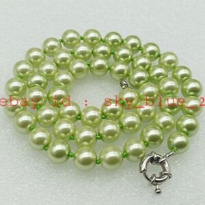 Charming Beautiful 8mm Multicolor Shell Pearl Round Bead Necklace 18"(5 Colors)