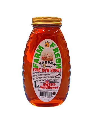 RAW HONEY SWEET WILDFLOWER 1LB 454g 100% PURE RAW USA HONEY - Image 1 of 4