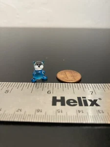 Hand Blown Glass Figurine Collectibles Handmade Miniature Cat Kitty Blue Clear B - Picture 1 of 4