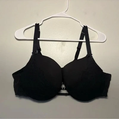 Elegante sujetador de encaje negro Cacique con banda de malla, talla 48C para mujer Plus Foto 1 de 4