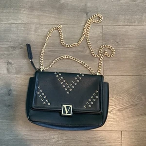 Victoria's Secret Faux Leather Small Bond Street Shoulder Bag Black - Picture 1 of 13
