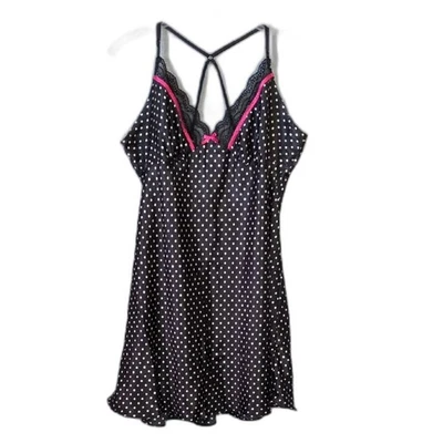 Apt 9 Intimates女式黑色波点缎面赛车礼服XL — 第 1/4 张图片