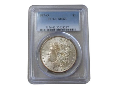 $1 1887 O МОРГАНОВСКИЙ СЕРЕБРЯНЫЙ ДОЛЛАР PCGS MS 63 - Изображение 1 из 2