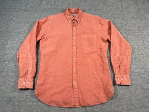 Peter Millar Shirt Mens Medium Coral Orange Long Sleeve Button-Up Chest Pocket - Picture 1 of 10