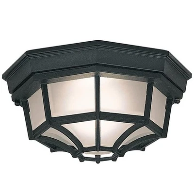 DESIGNERS FOUNTAIN Black 10.5 Inch Flush Mount Light Fixture with Frosted Glass Ceiling Light