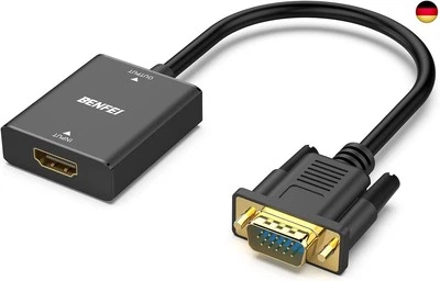 BENFEI HDMI Buchse auf VGA Stecker Adapter mit 3,5 mm Audio Klinkenstecker, - Bild 1 von 4