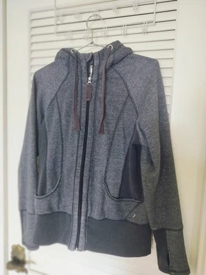 Moletom com capuz Reflex Athletic feminino zíper completo forrado de lã cinza carvão grande - Imagem 1 de 4