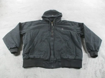 Browning Canvas Bomber Jacket Mens XL Black Hunting Workwear Lined Warm Deer GUC - Image 1 of 4