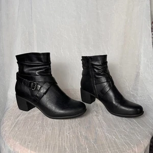 NICOLE Black Moto Heeled Ankle Boots | Sz 10 - Picture 1 of 16