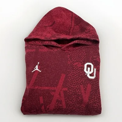 Nike Air Jordan Oklahoma Sooners Pullover Sudadera con Capucha Para Hombre XL Rojo AOP Foto 1 de 4