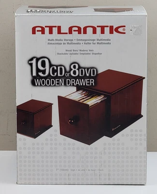 Atlantic 19 CD or 8 DVD #96635022 Wooden Wood Drawer Multi-Media Storage Holder - Image 1 of 4