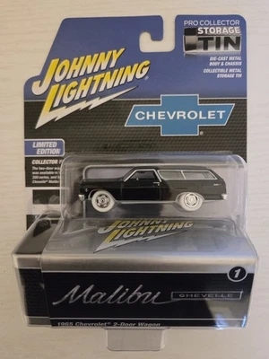 White Lightning 1965 Chevy Chevelle Wagon Black Johnny Lightning Tin 1:64 Scale - Image 1 of 4