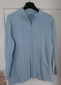 Schöne Damen Strickjacke Gr. 54 hellblau langarm Zweiwege-Reißverschluss - Bild 1 von 12