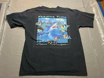 Vintage Maui And Sons Shark Graphic Double Sided T-Shirt Size Large Surf USA - Image 1 of 4