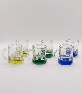 Federal Glas Schnapsgläser Mini Bierkrüge klar Vintage MCM Barware 6er Set - Bild 1 von 6